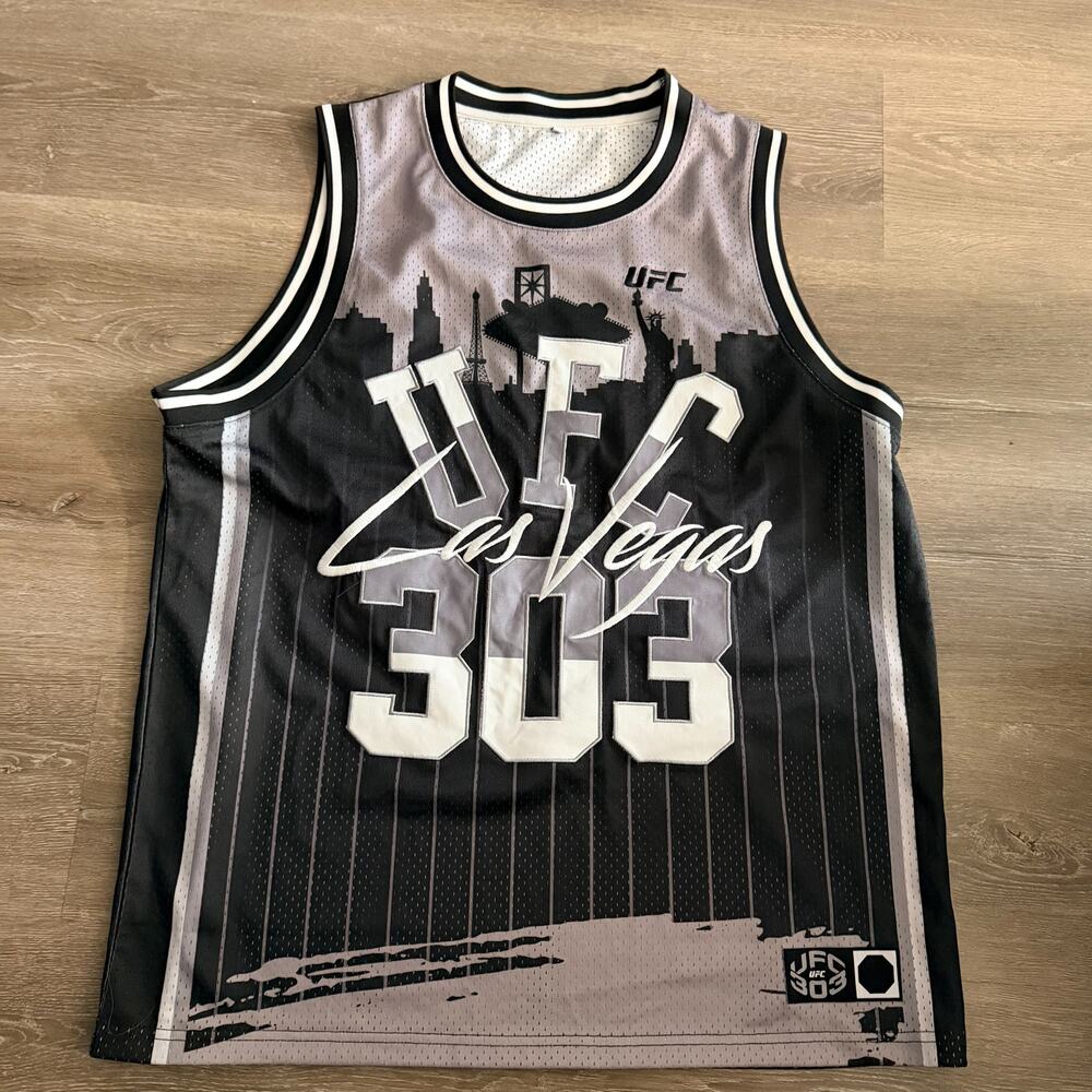 UFC 303 Las Vegas Men’s Size Large Basketball Jersey Black And Gray Rare XL